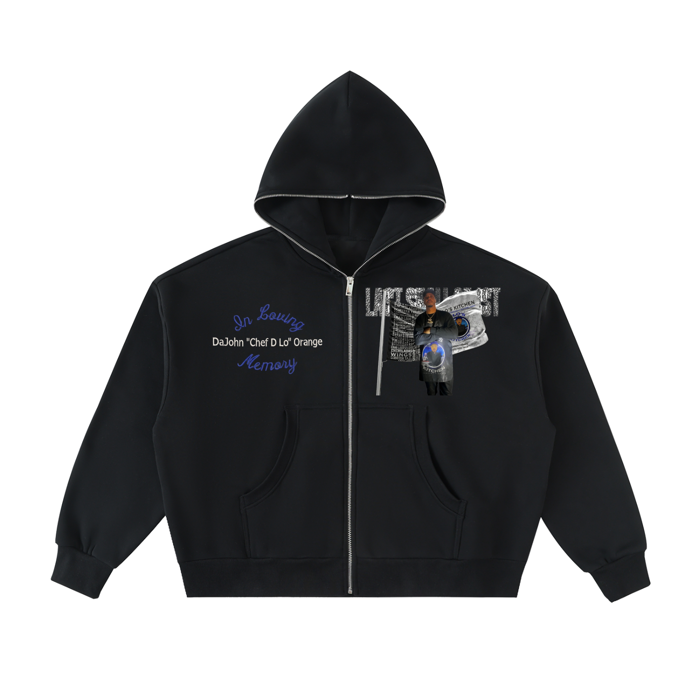LS31st x D-Lo's Kitchen "Hometown Hero" Fleeced Full-Zip Boxy Hoodie