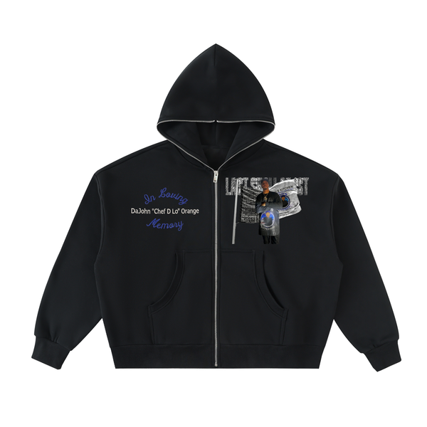 LS31st x D-Lo's Kitchen "Hometown Hero" Fleeced Full-Zip Boxy Hoodie