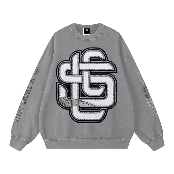 "The Front"(White")Snow Washed Oversized Sweatshirt