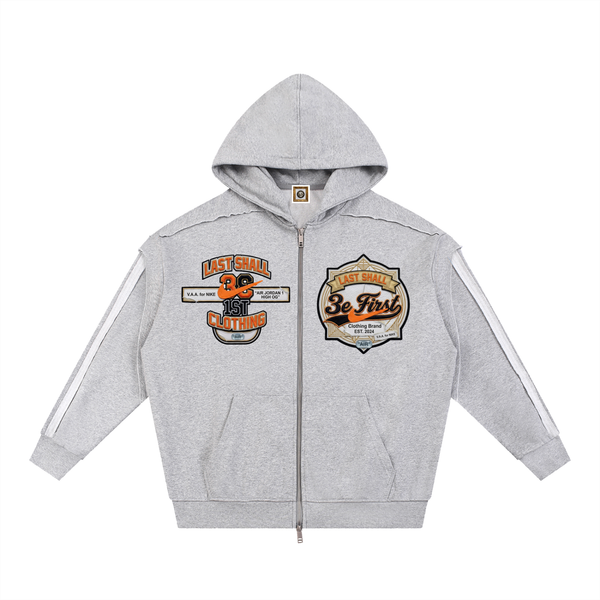 LS31st x V.A.A. Alaska Kontrastband Raw Edge Double Layered Zip Hoodie