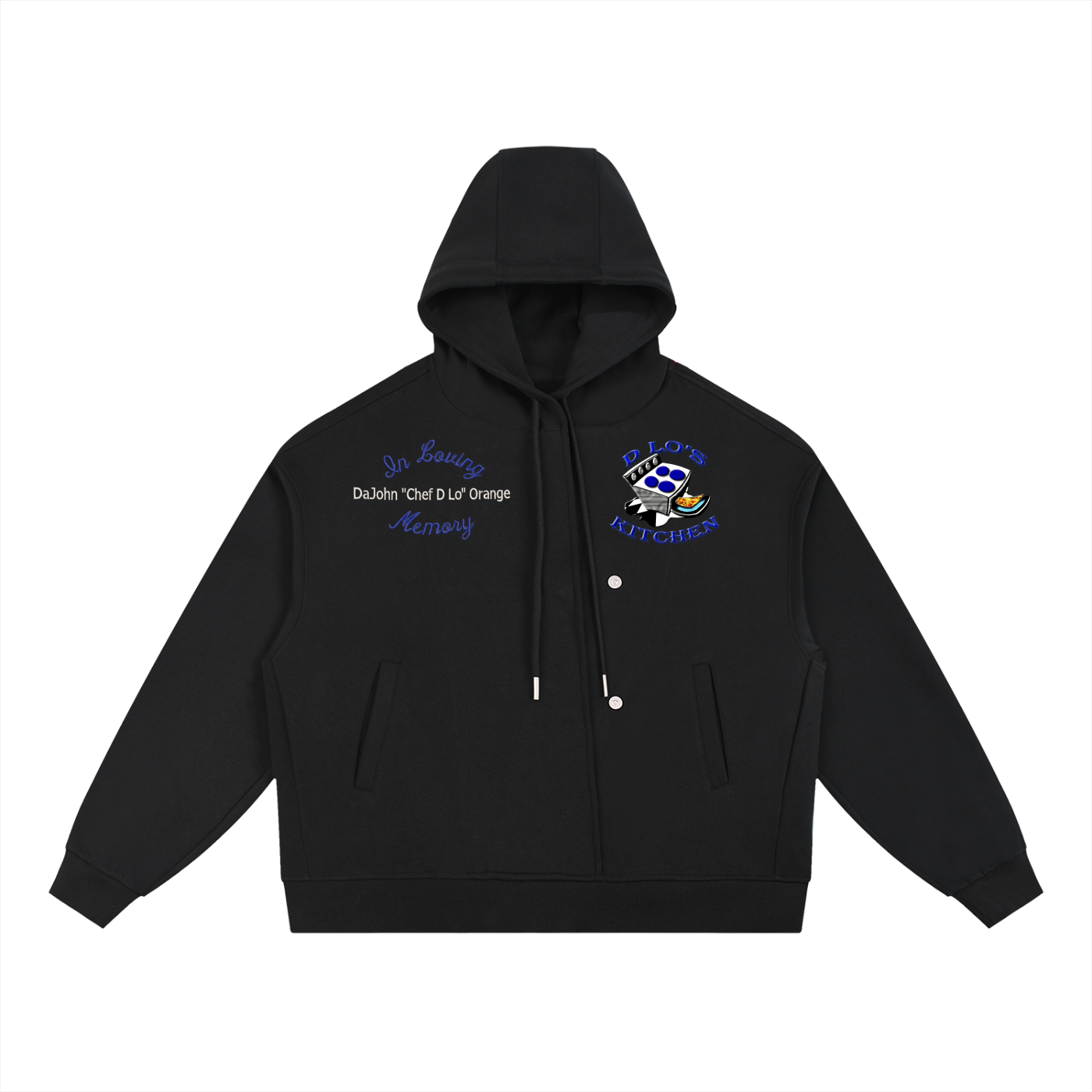 LS31st x D-Lo's Kitchen "Chefs Choice" Boxy Hoodie mit Knopfleiste