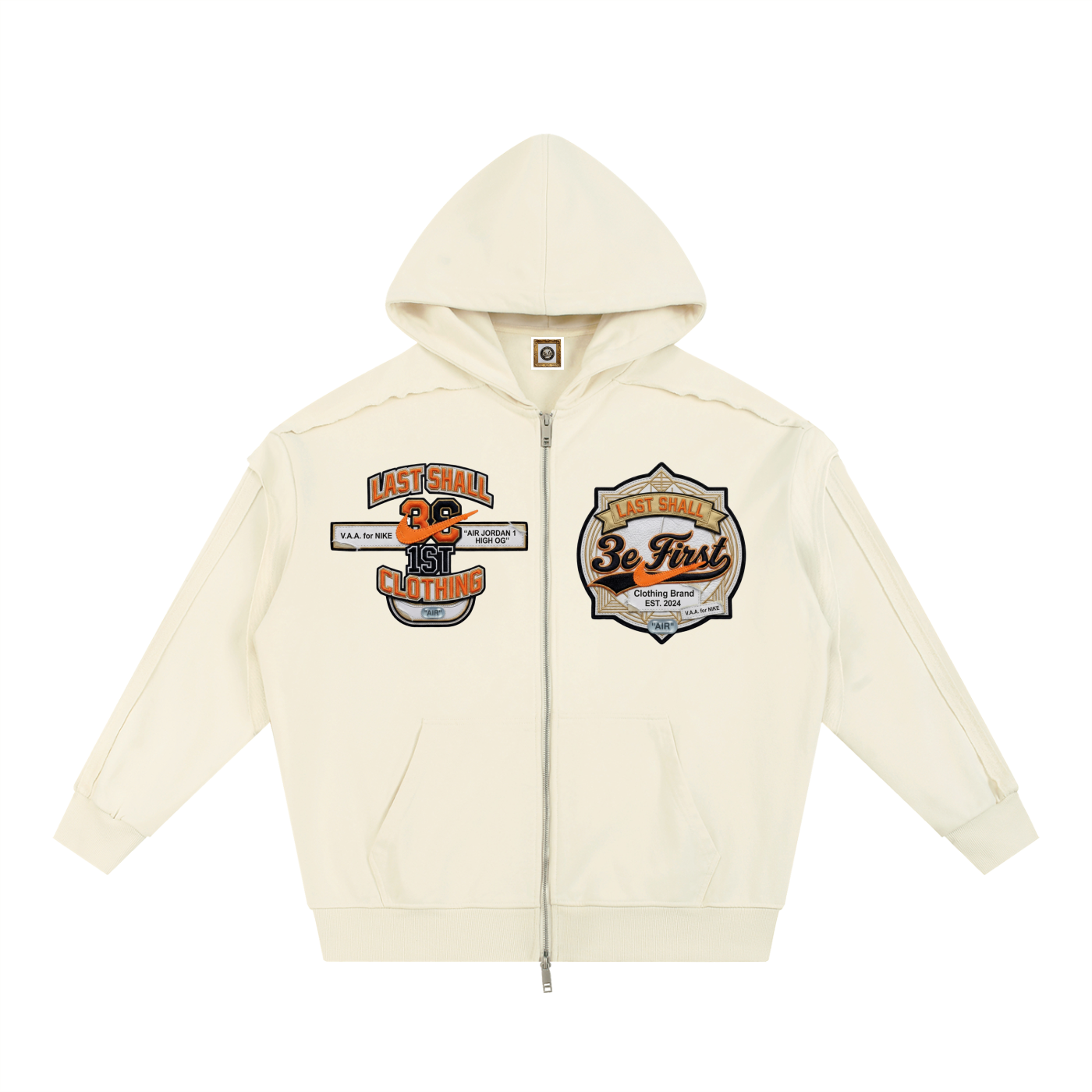 LS31st x V.A.A. Alaska Contrast Tape Raw Edge Double Layered Zip Hoodie